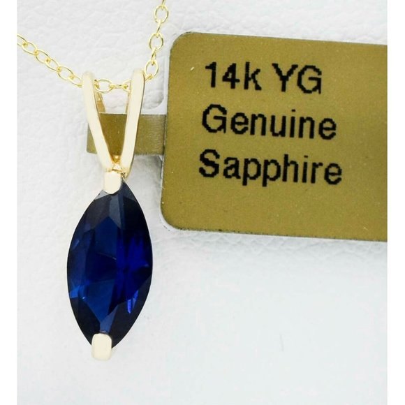 Genuine 1.95 Cts Blue Sapphire Pendant 14K Gold